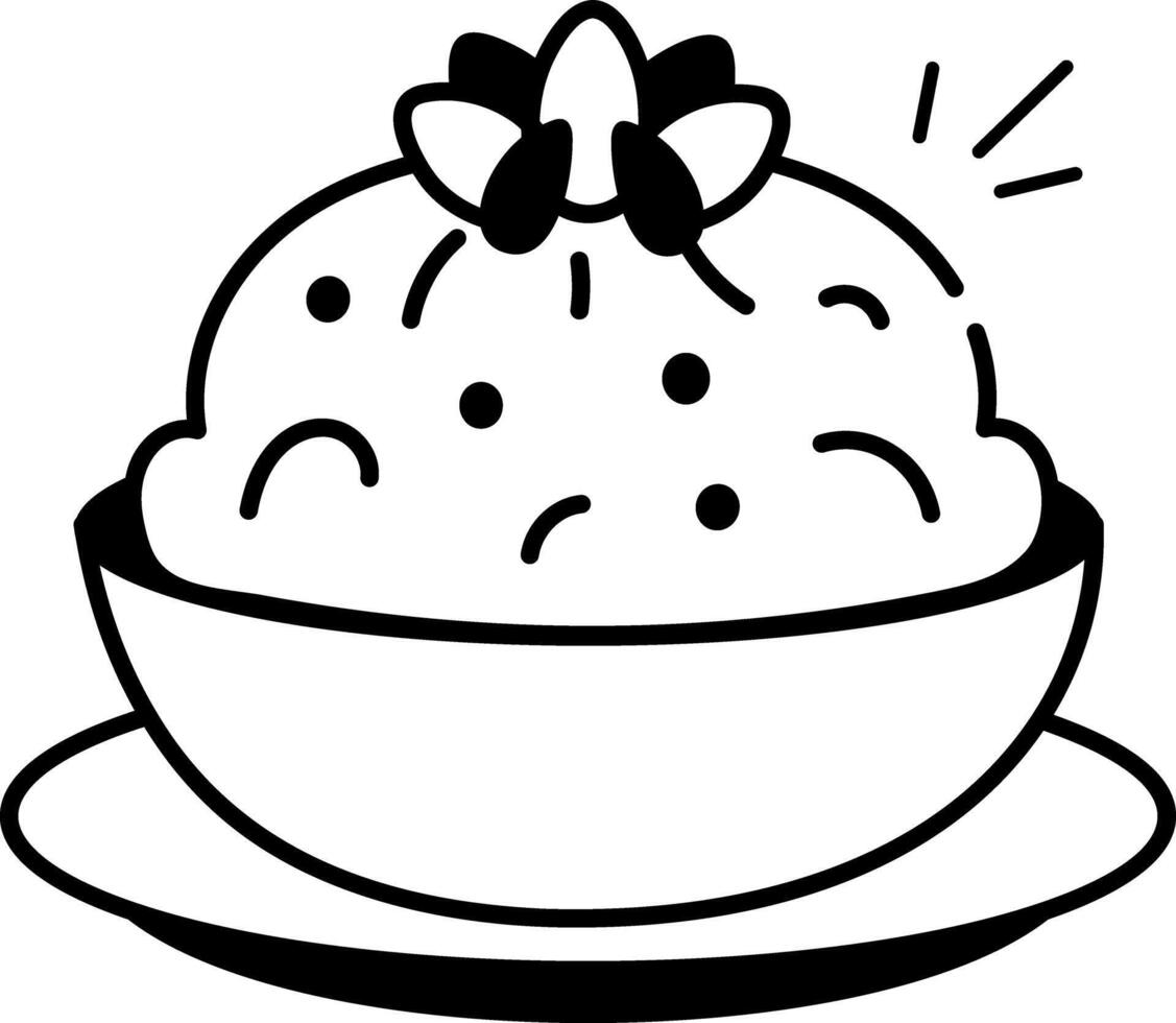 A hand drawn style icon of rice pudding vector