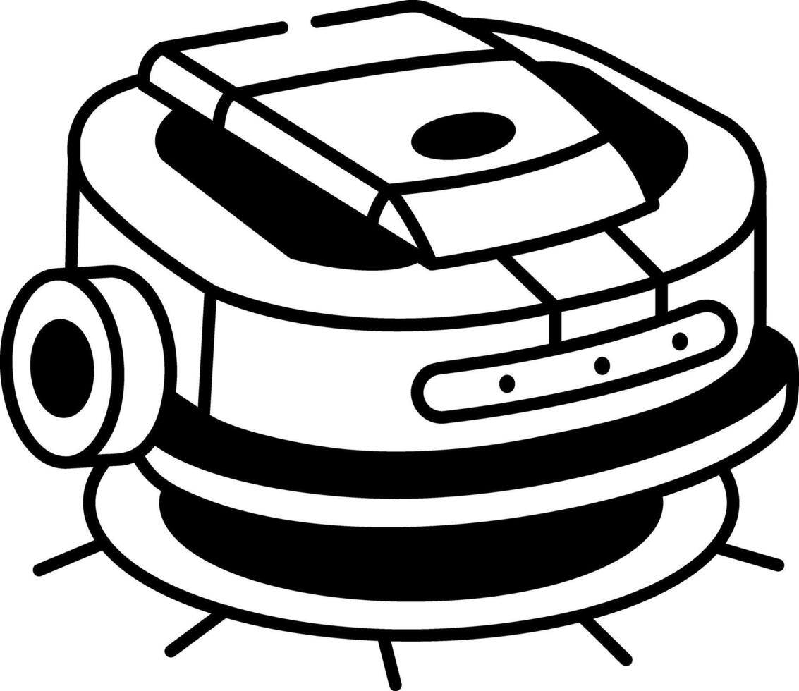 A linear style icon of cleaning robot vector