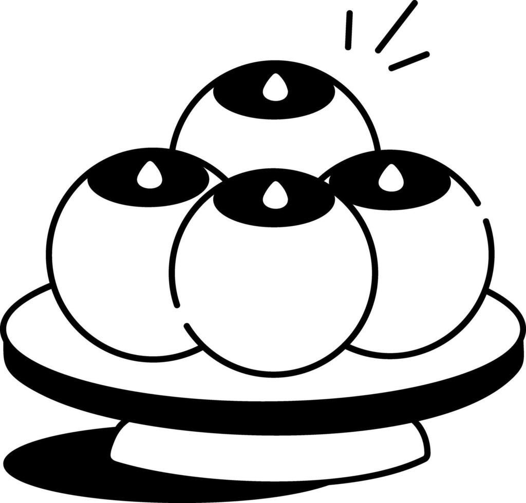 Drawing style icon depicting sweet balls on a plate vector
