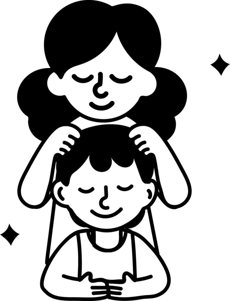 A hand drawn style icon of caring sister vector