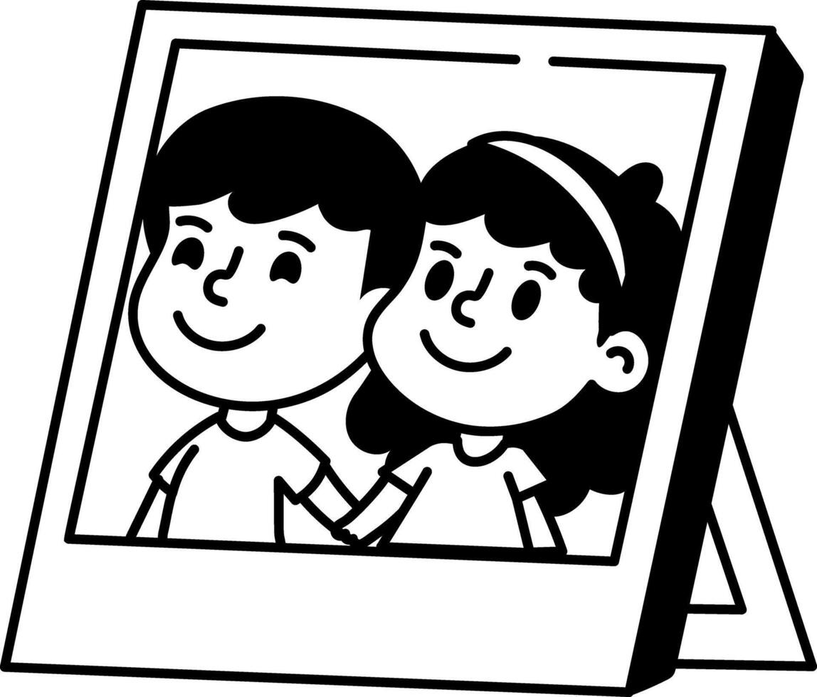 Doodle style icon featuring a photo frame vector