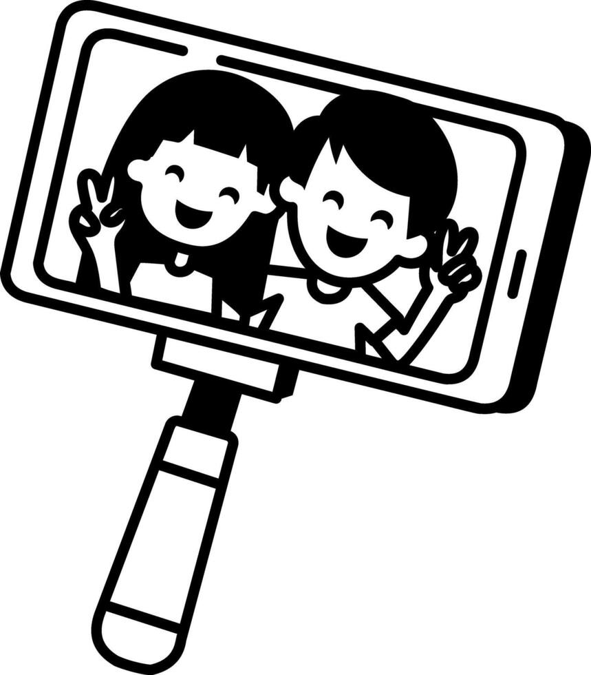 A hand drawn style icon of selfie vector