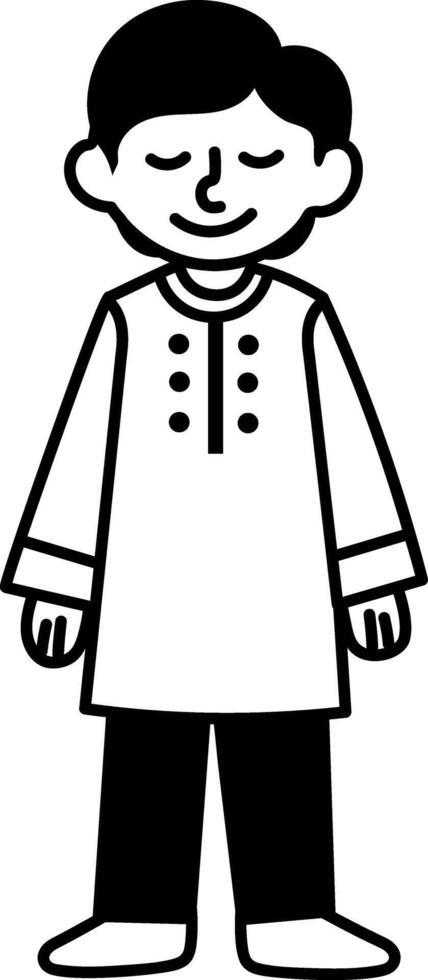 A hand drawn icon of a cheerful brother standing vector