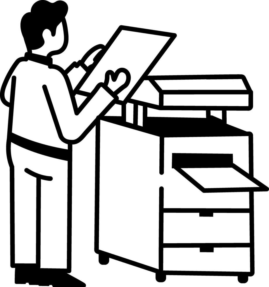 A hand drawn style icon of office printer vector