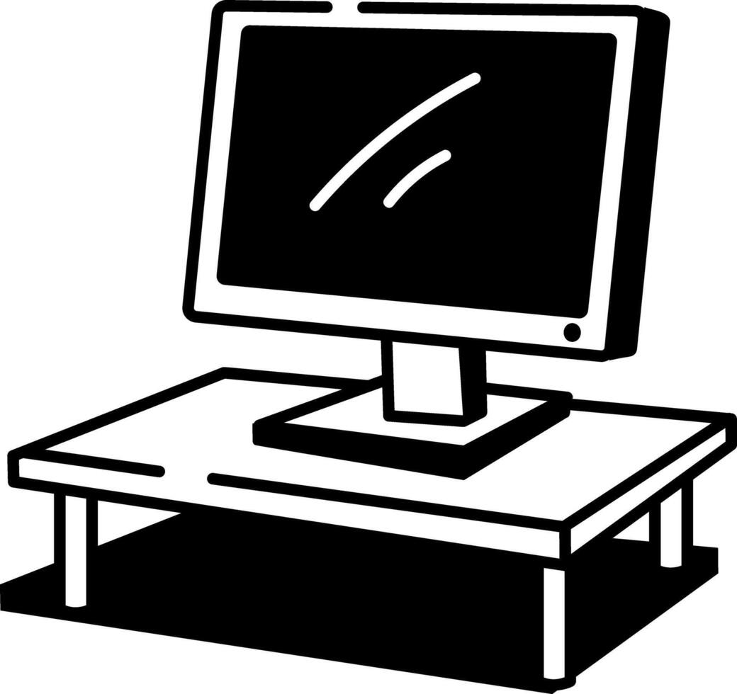 A hand drawn style icon of desktop vector
