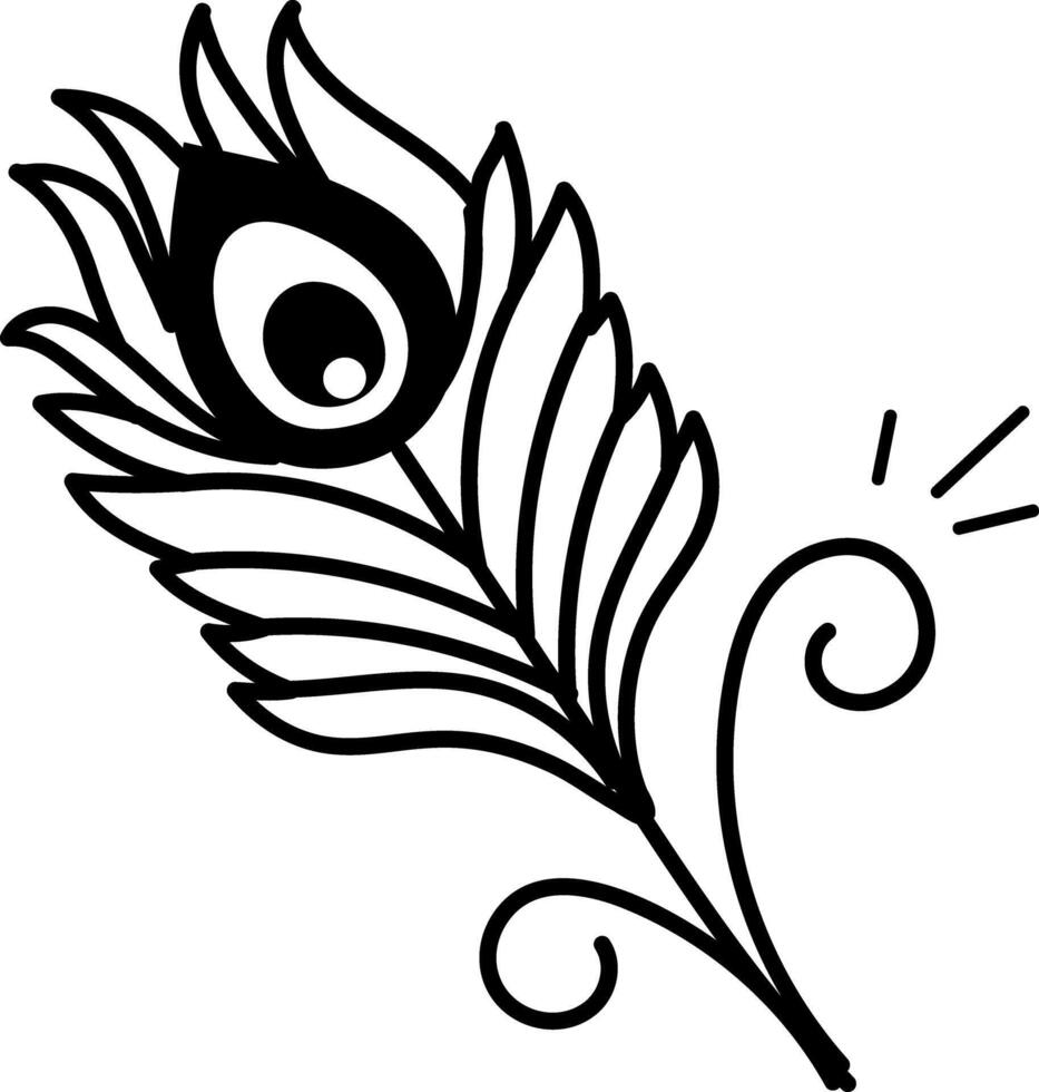 A sketchy style icon of peacock feather vector