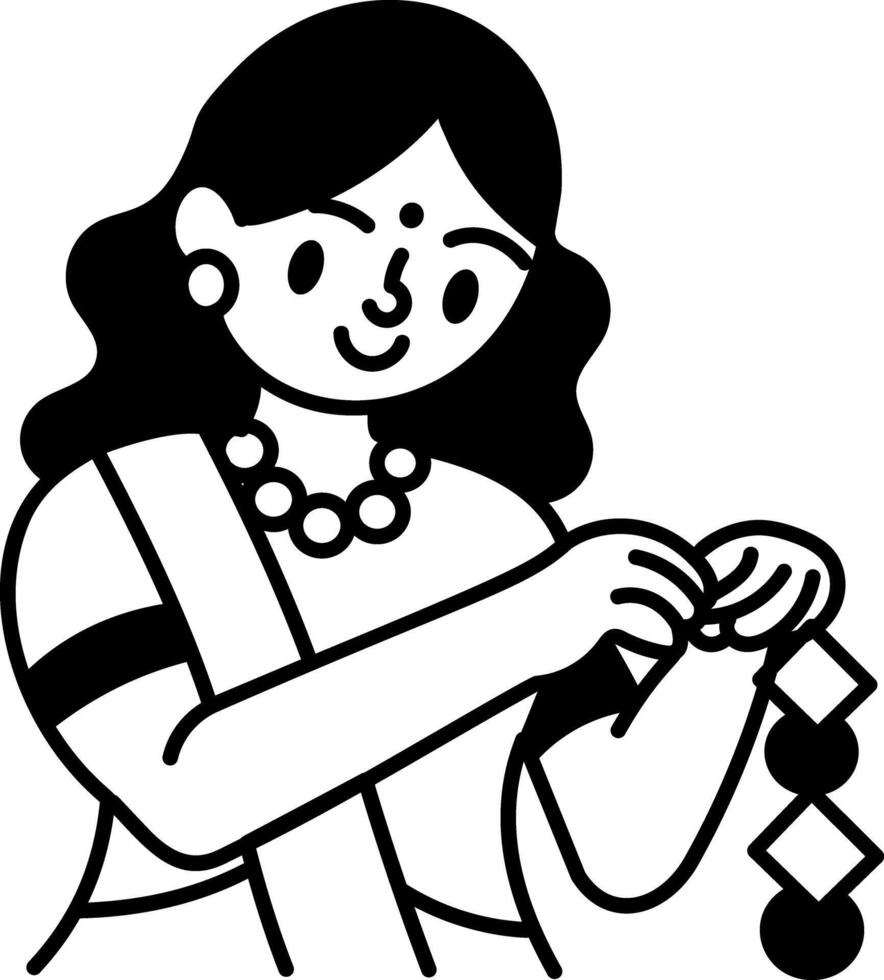 A sketchy style icon of indian girl vector
