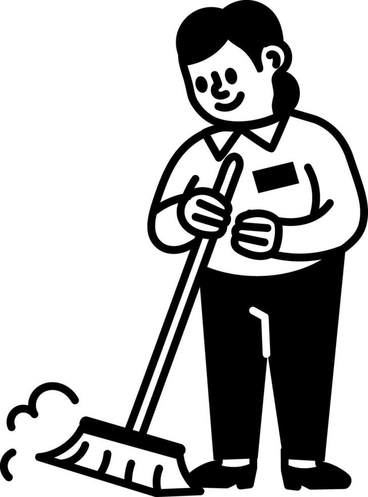 A hand drawn style icon of janitor vector