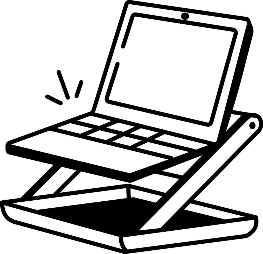 A drawing style icon of laptop stand vector