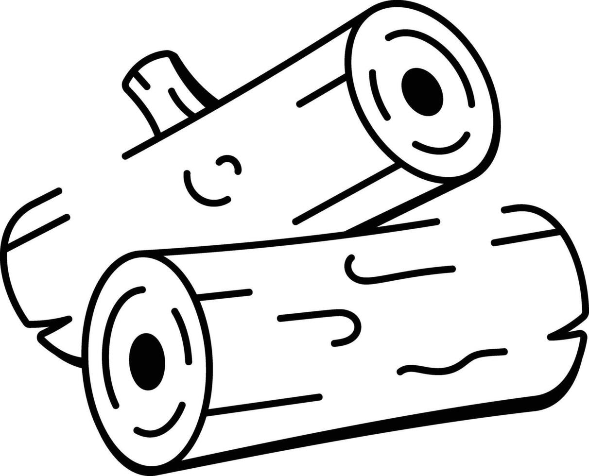 A sketchy style icon of wood log vector