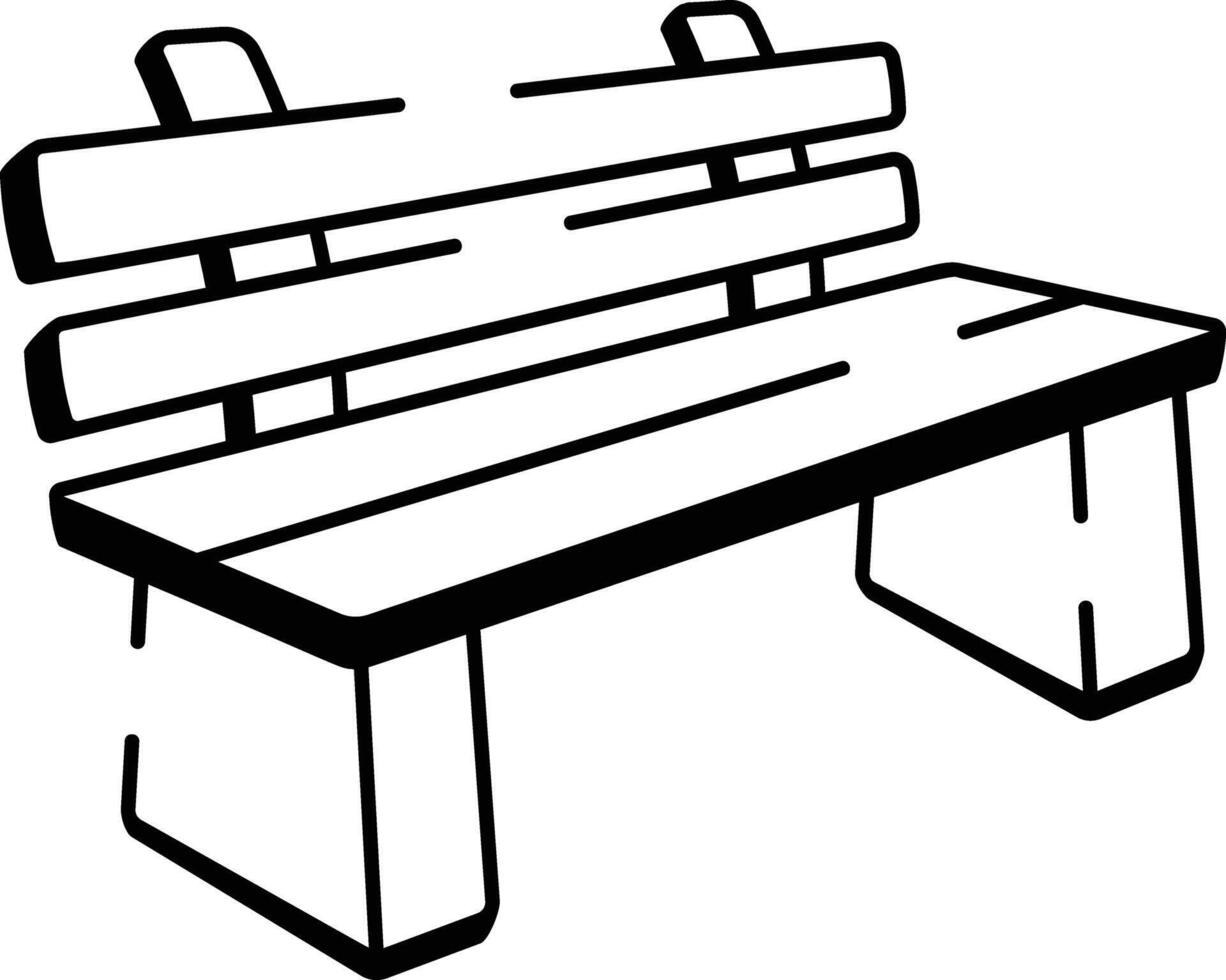 A doodle style icon of wooden bench vector