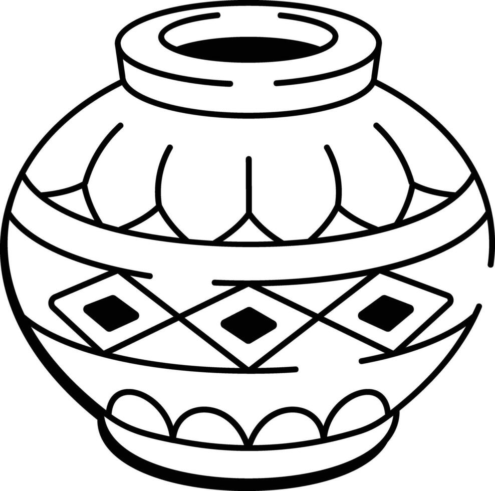 A hand drawn style icon of terracotta pot vector