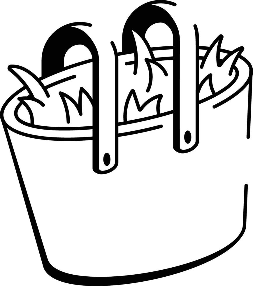 A sketchy style icon of grass bag vector