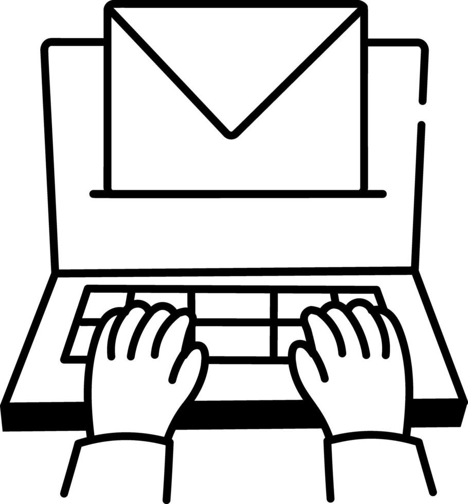 A drawing style icon of typing email vector