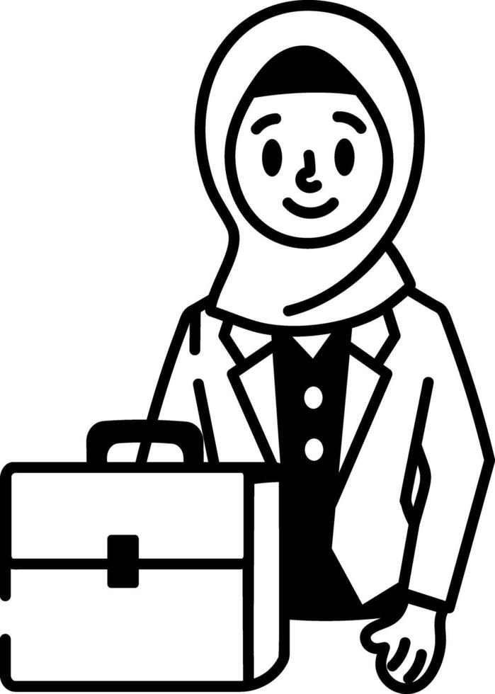 A doodle style icon of Muslim businesswoman vector