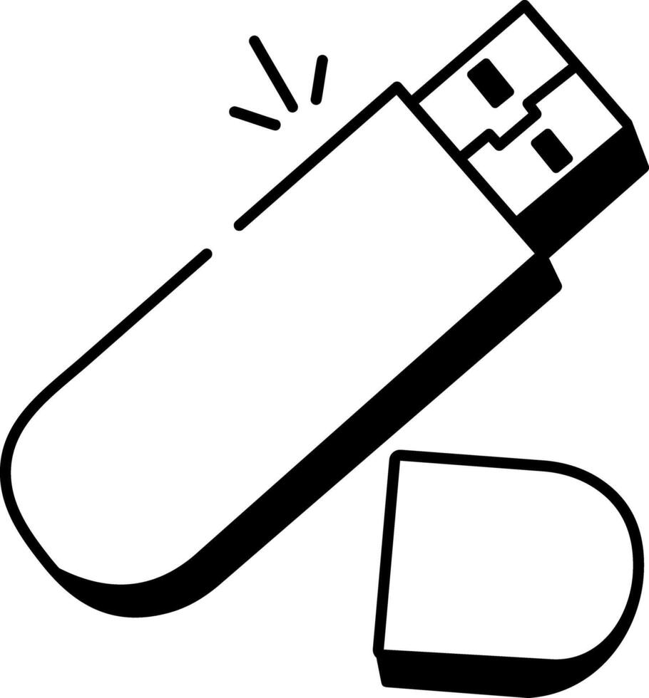 A sketchy style icon of usb vector