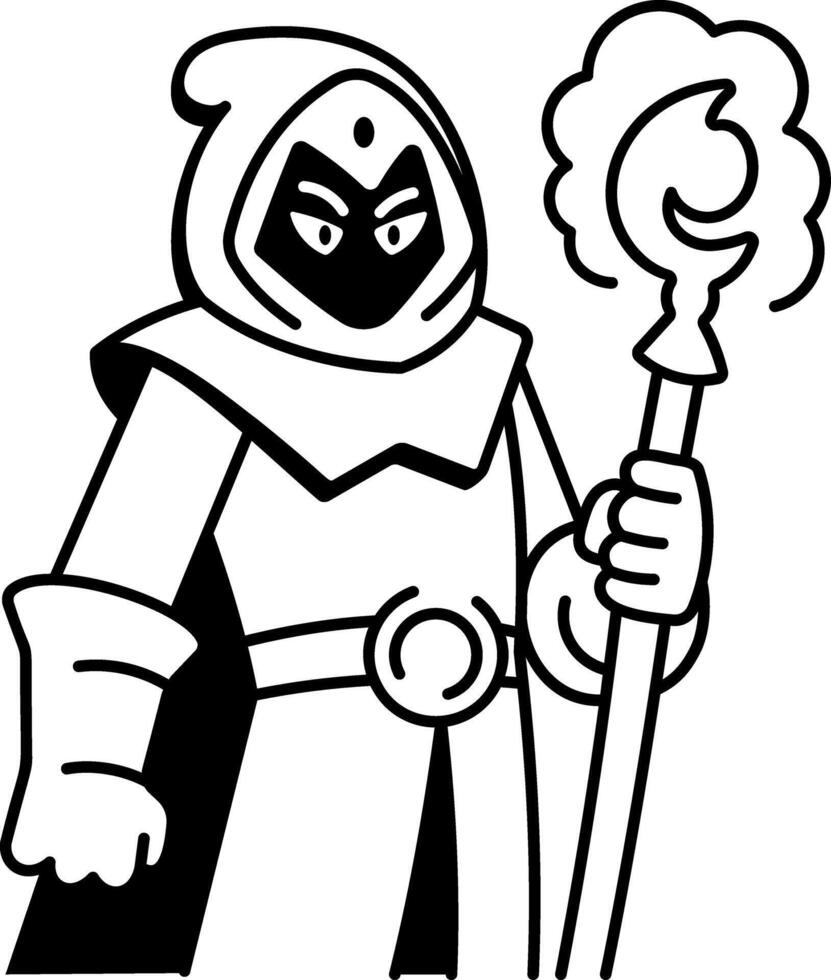 A doodle style icon of fantasy hunter vector