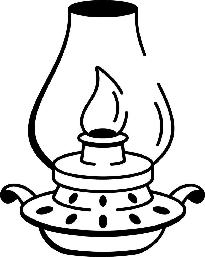 A hand drawn style icon of oil lamp vector
