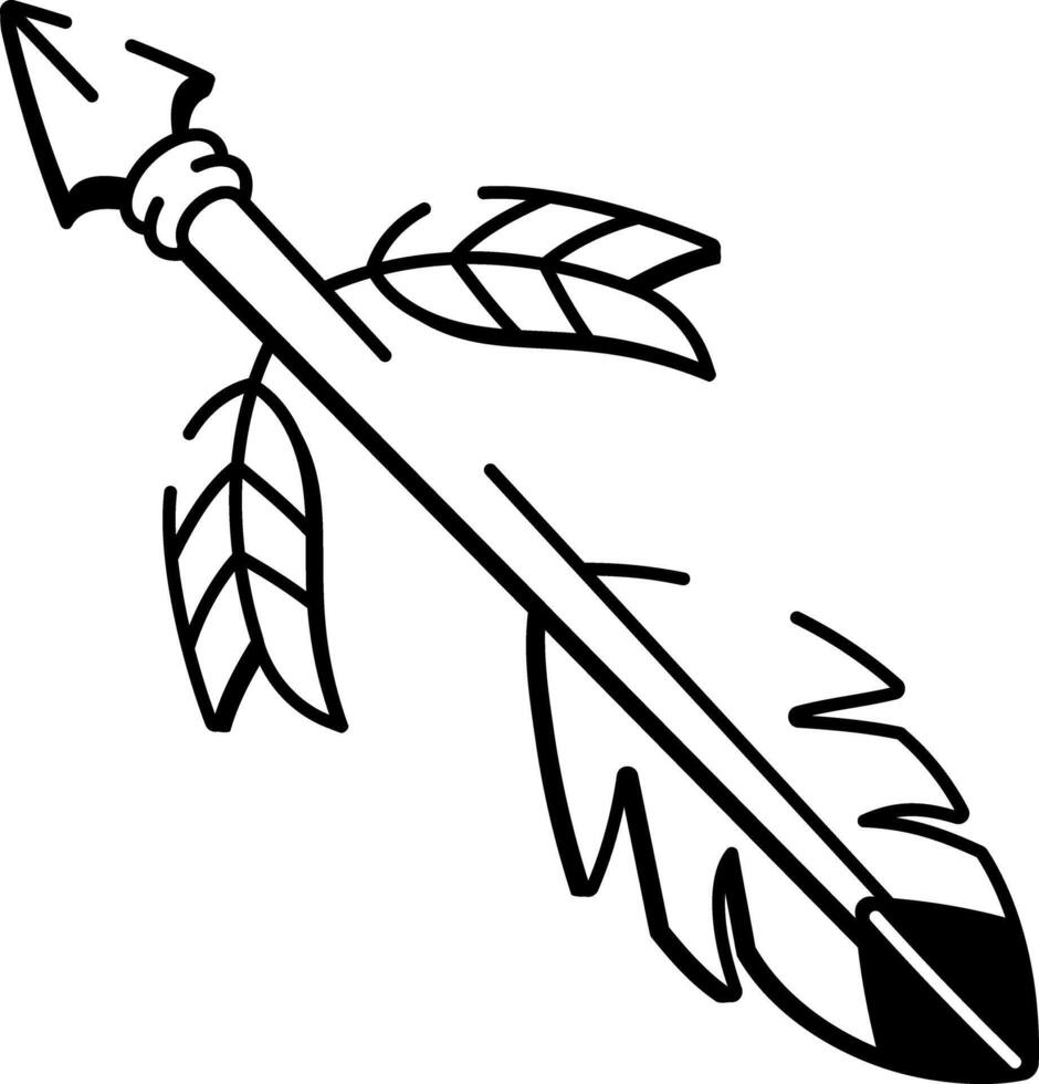 A drawing style icon of feather arrow vector