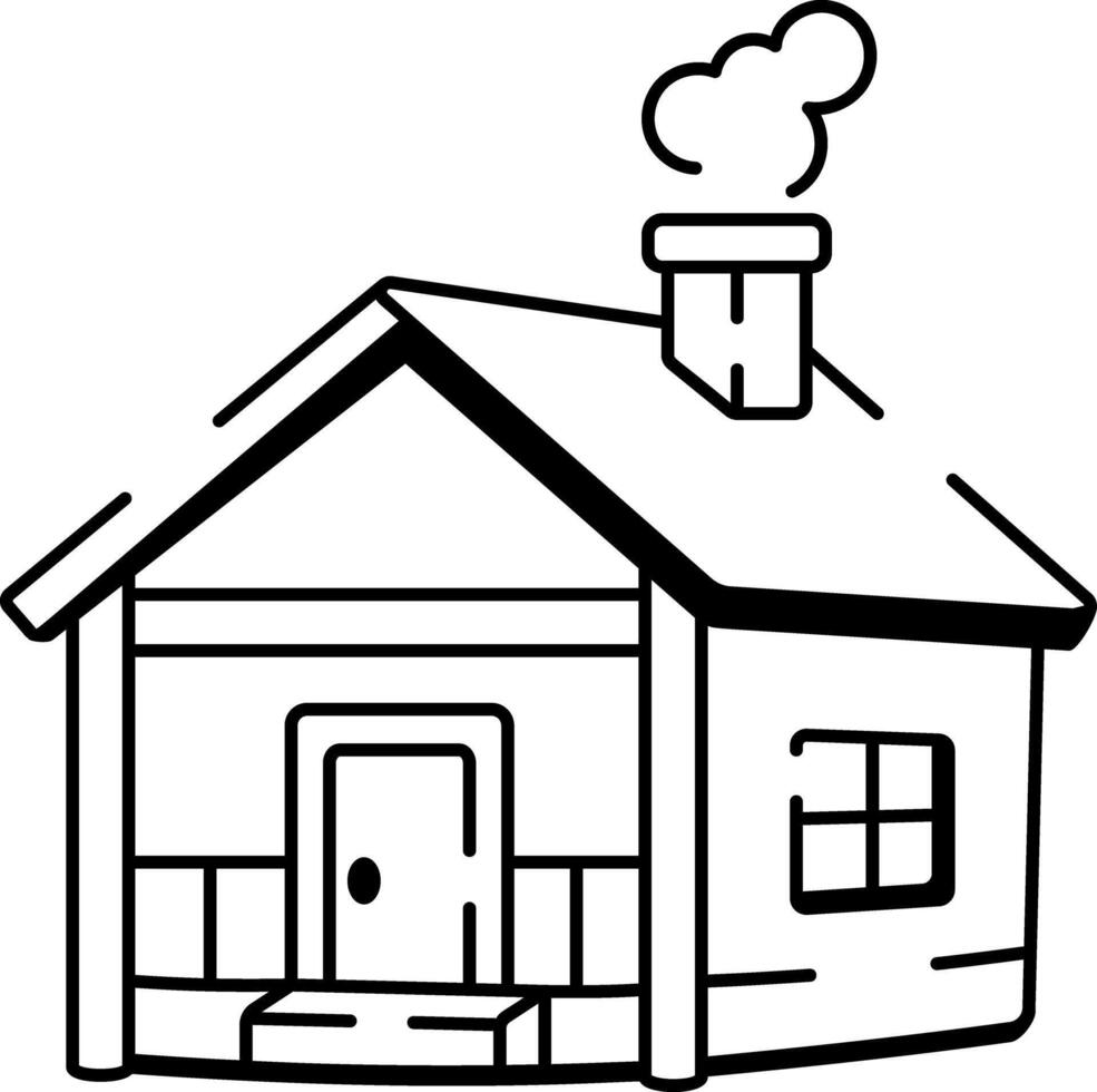 A hand drawn style icon of wood cabin vector