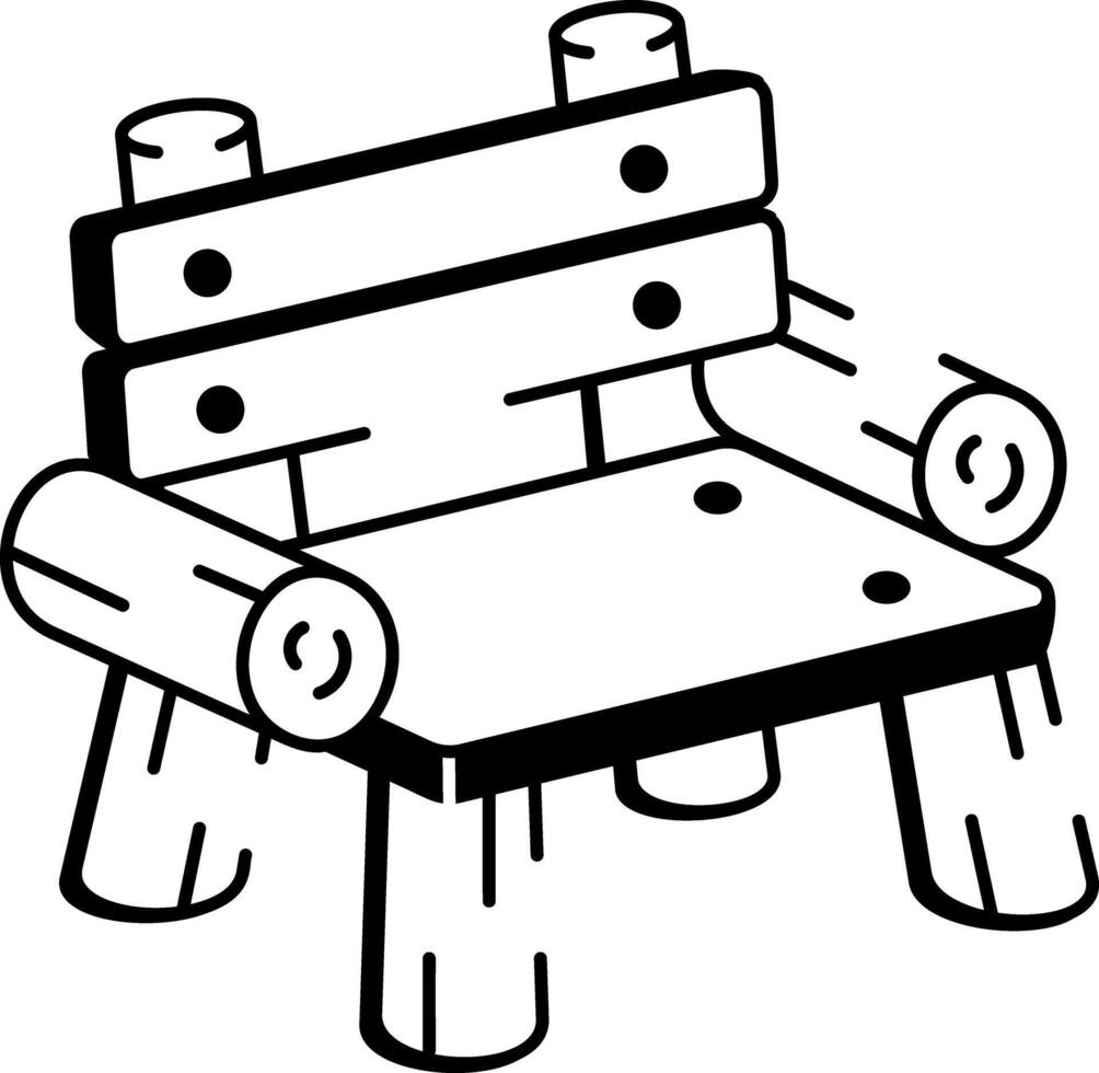 A sketchy style icon of log chair vector