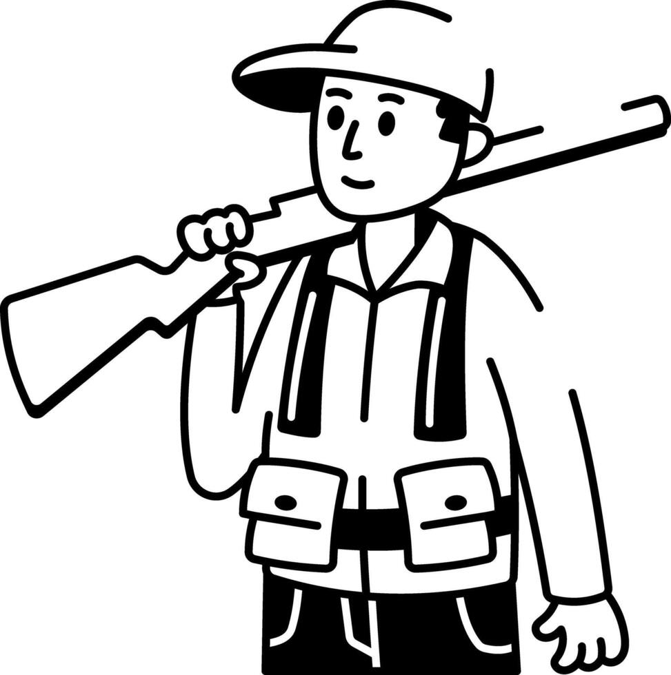 A doodle style icon of male hunter vector