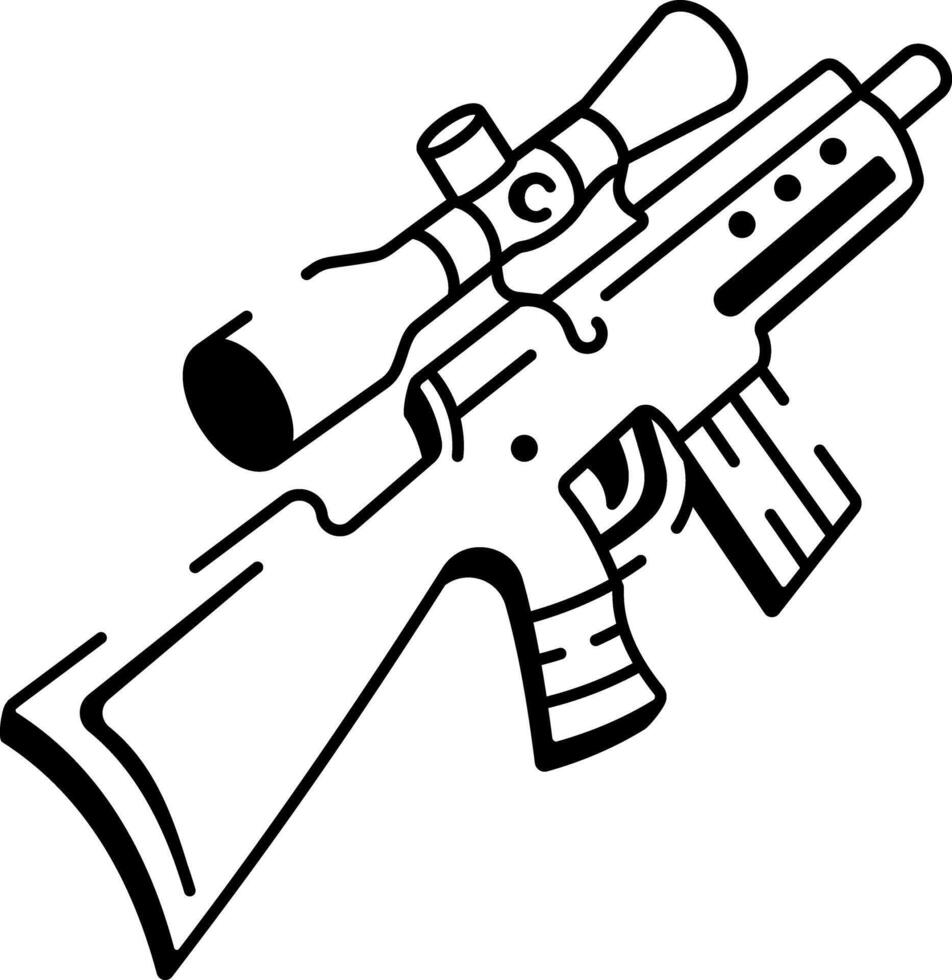 A hand drawn style icon of sniper rifle vector
