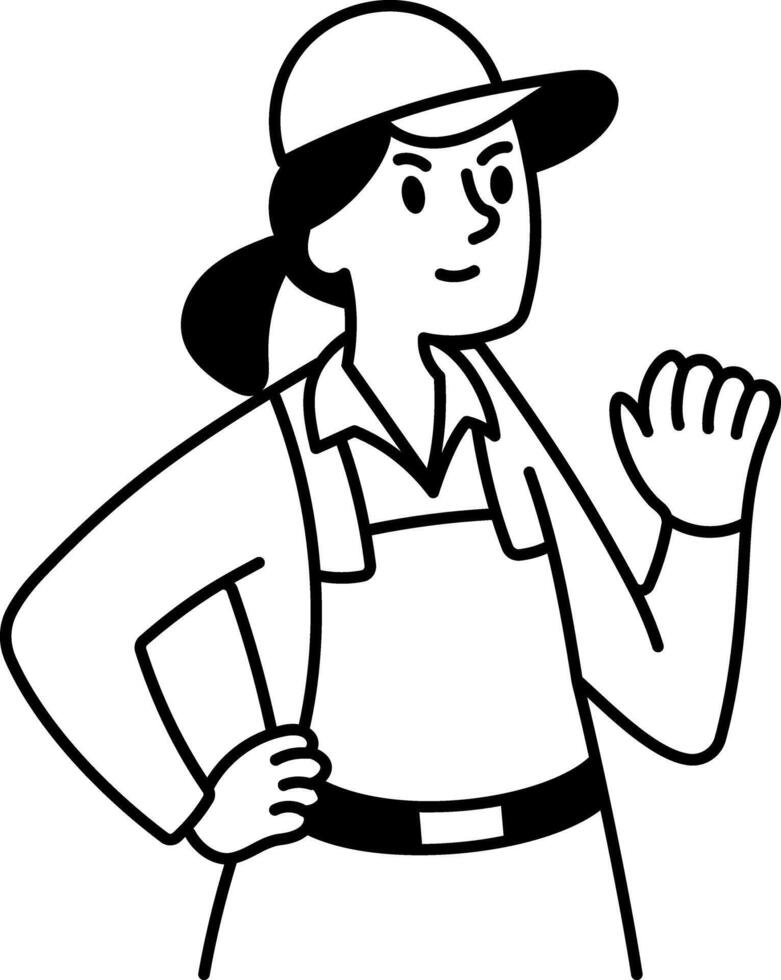 A drawing style icon of female hunter vector