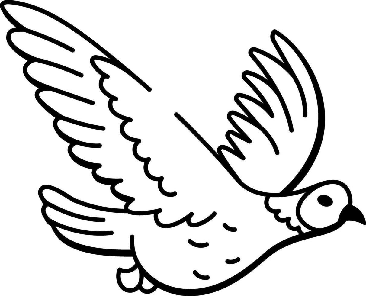 A doodle style icon of quail flying vector