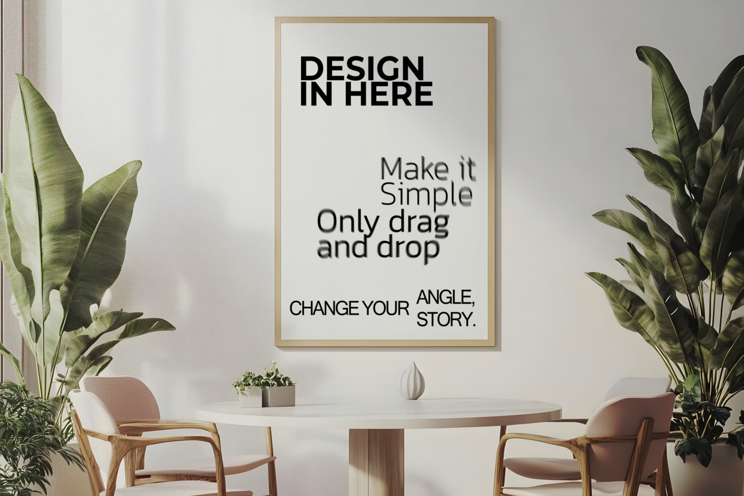 Minimalist Poster Mockup with a Dining Table psd