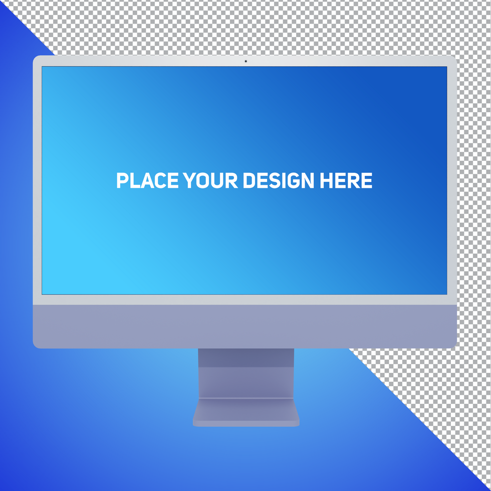Front View Soft Purple All in One Dekstop Computer Mockup psd