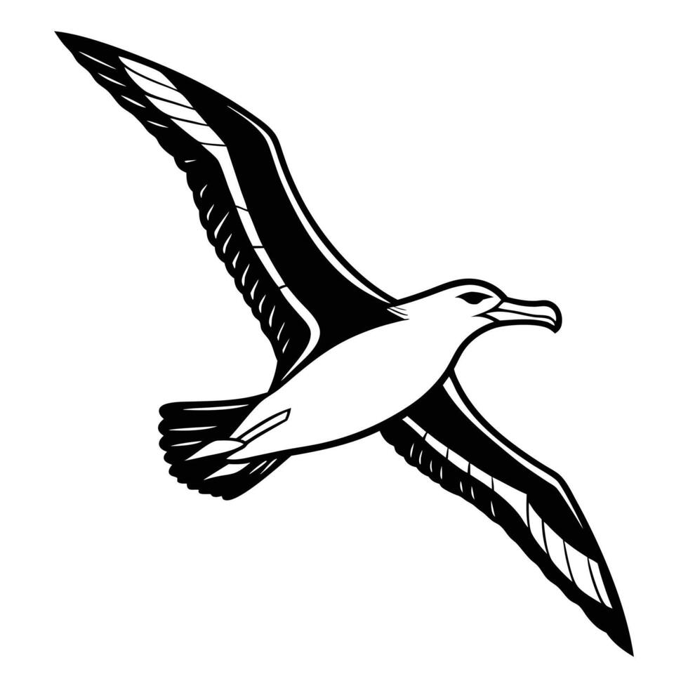 Black headed gull silhouette illustration of a flying bird with outstretched wings vector