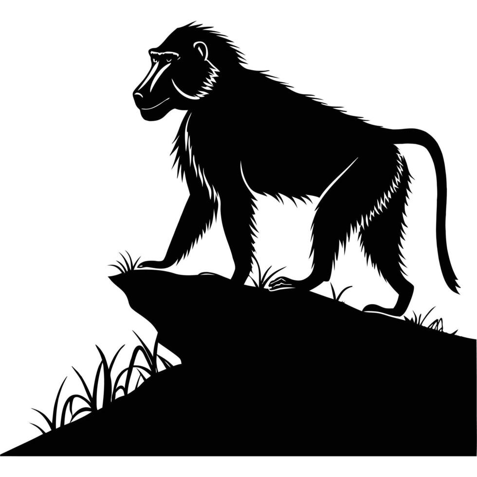 Black animal illustration of a wild wolf, lion, and bear silhouette vector