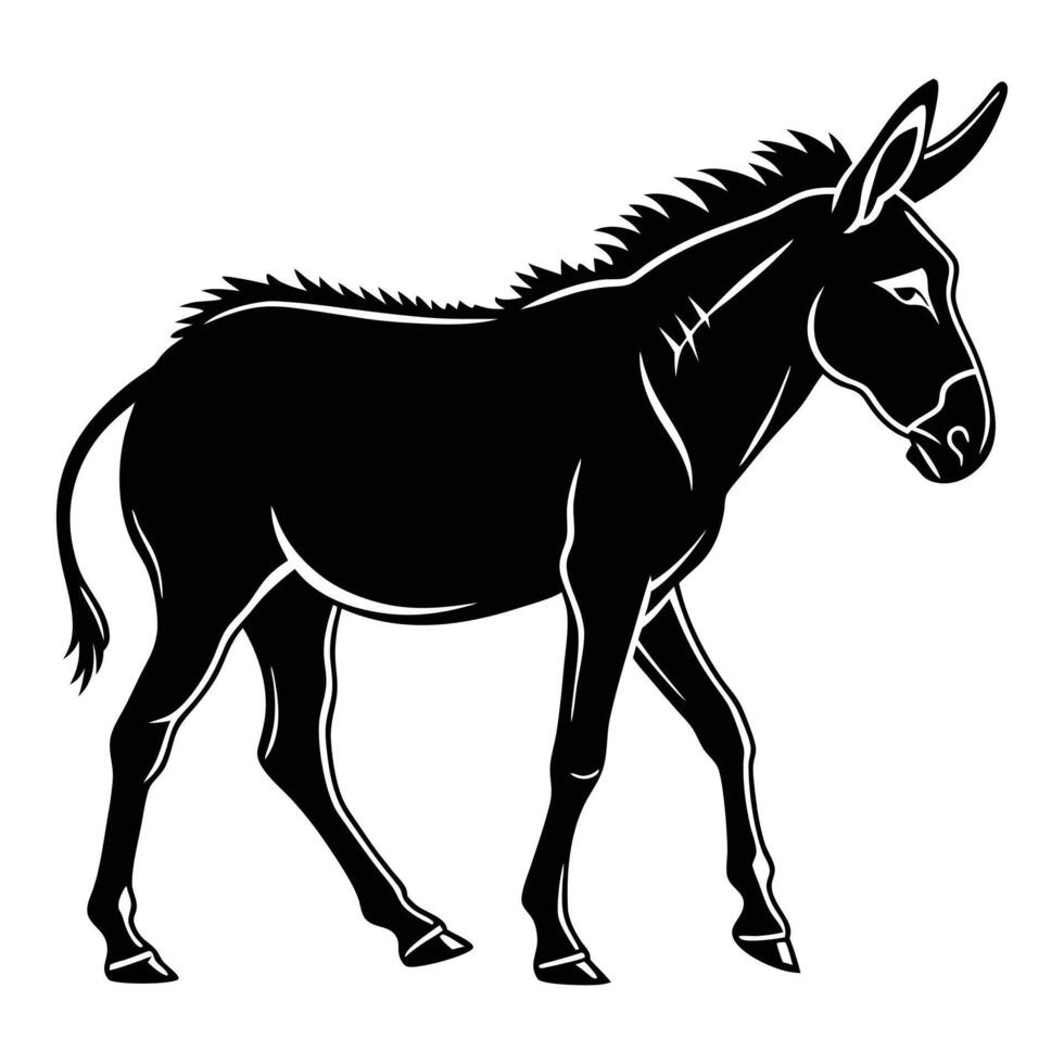 Black horse silhouette illustration of a running farm animal vector