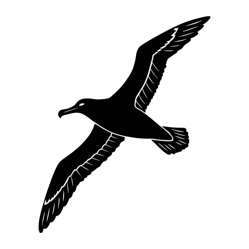 Flying seagull silhouette against the sky vector