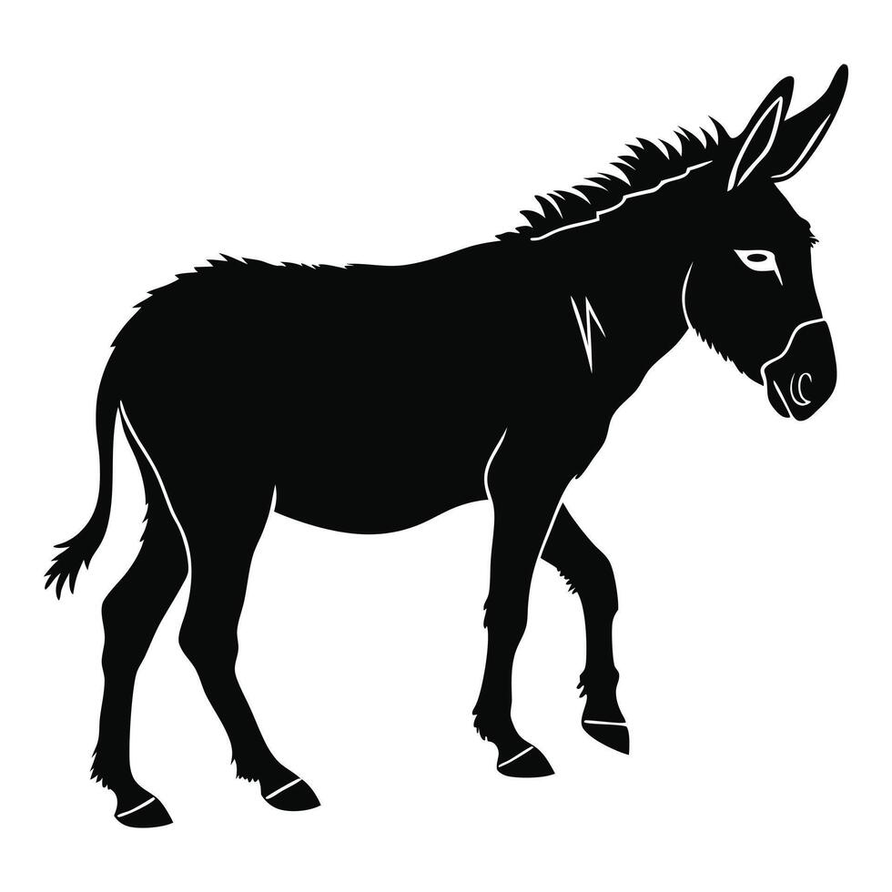Black horse illustration featuring a running domestic equine silhouette vector