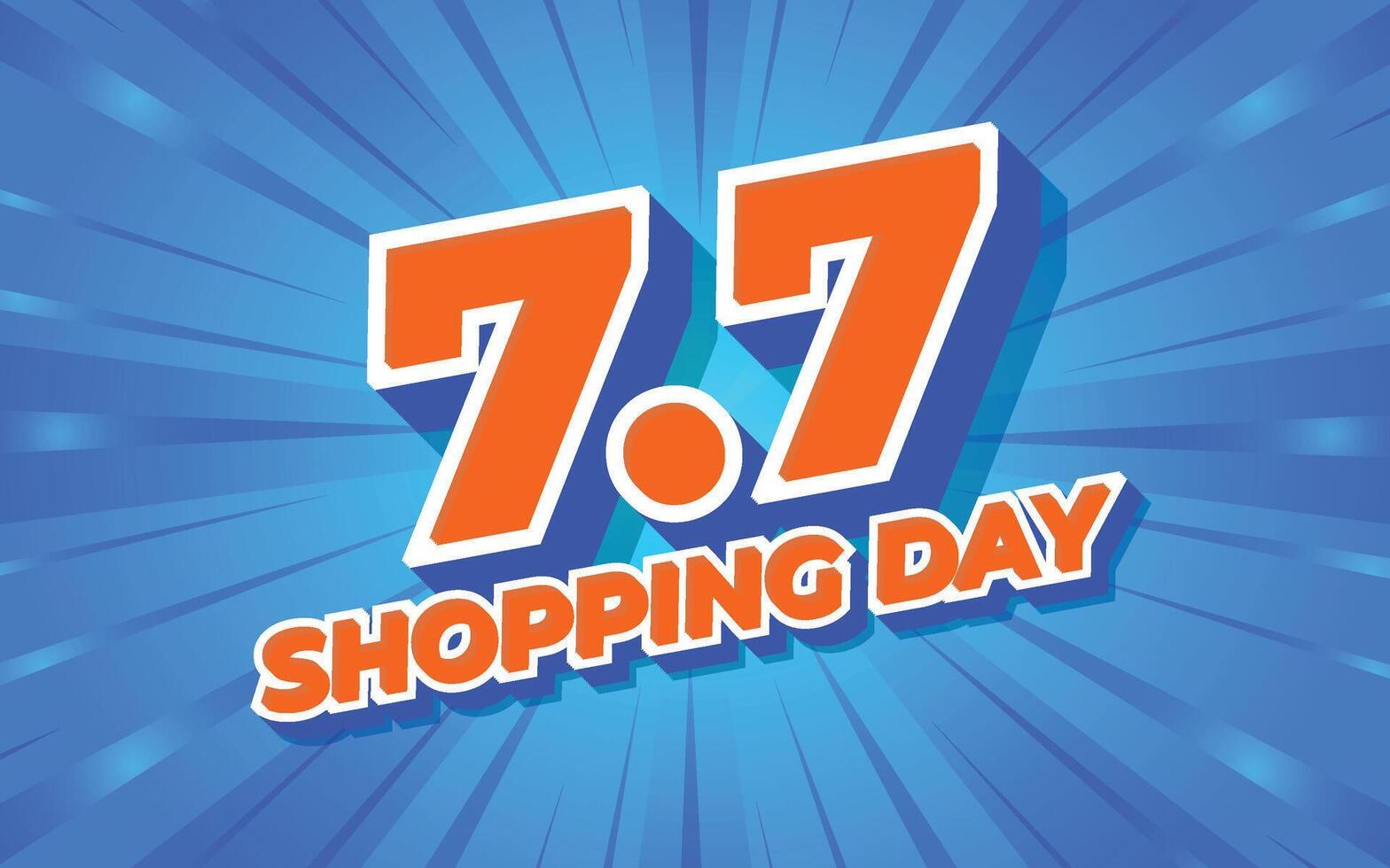 7.7 Shopping Day Sale Banner with Bright Blue Background vector