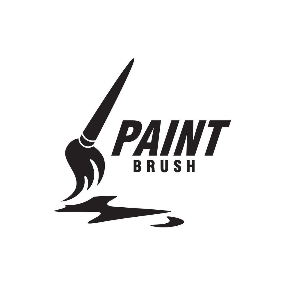 paint brush monochrome logo graphic template vector