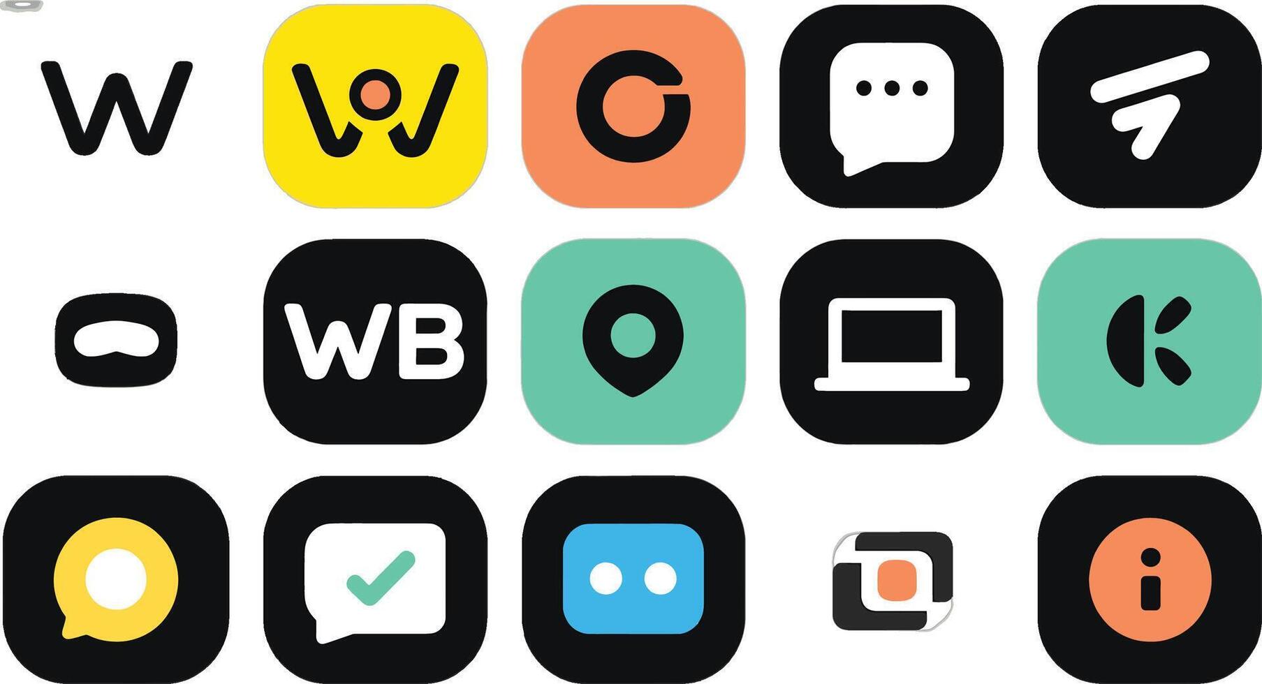 A bunch of different colored buttons with different icons vector