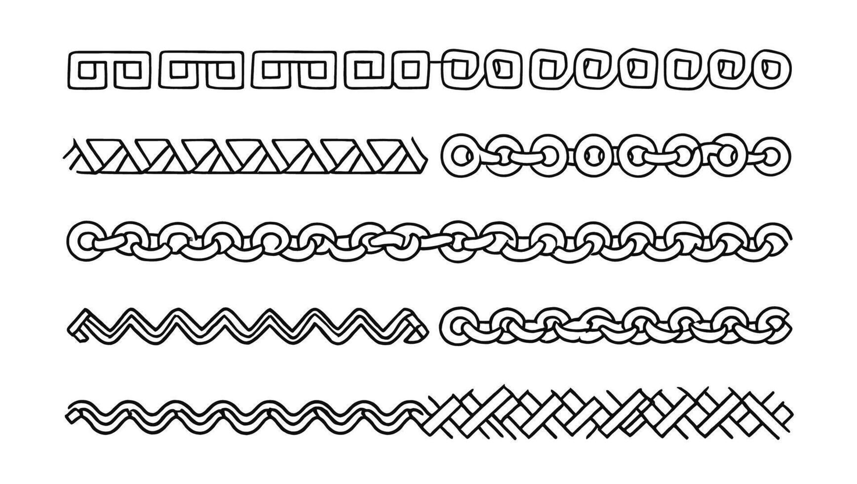 A set of different patterns in a line style vector
