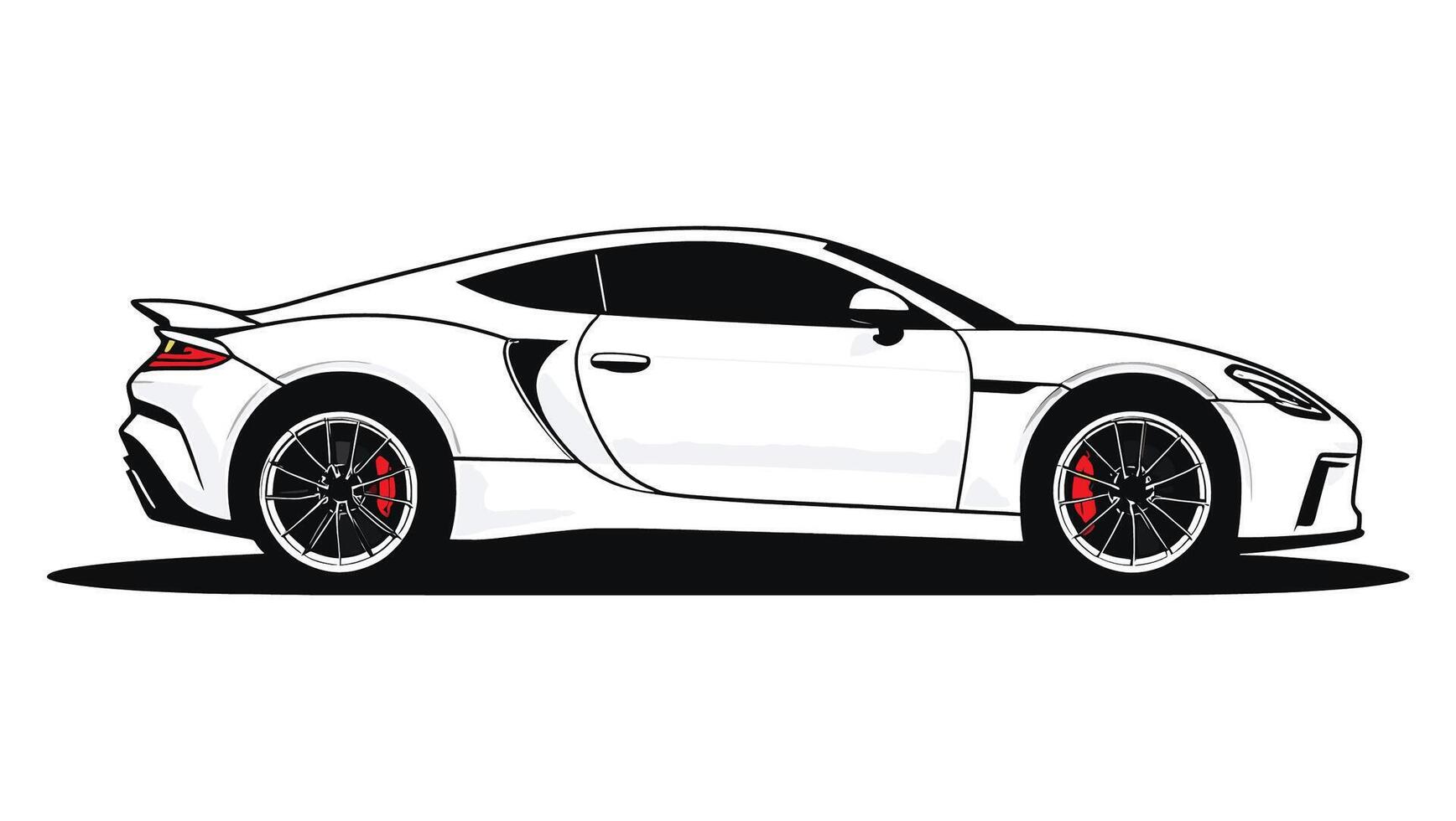 A white sports car on a white background vector