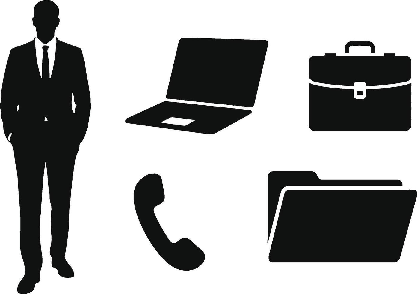 Business man silhouette icons set vector