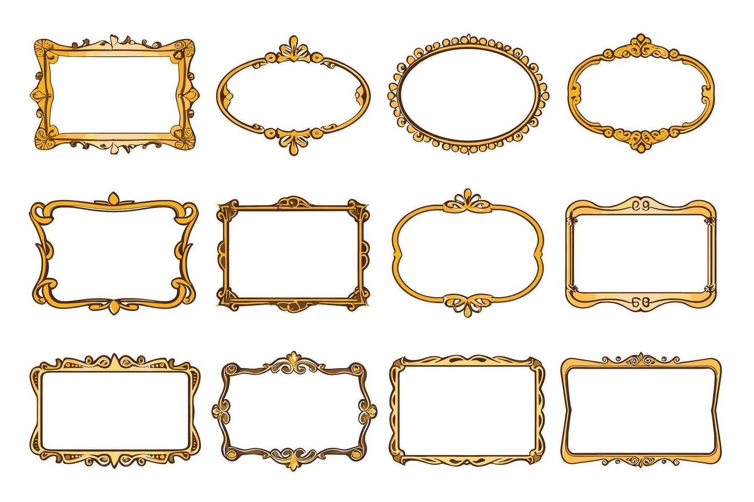 Golden frame set illustration vector