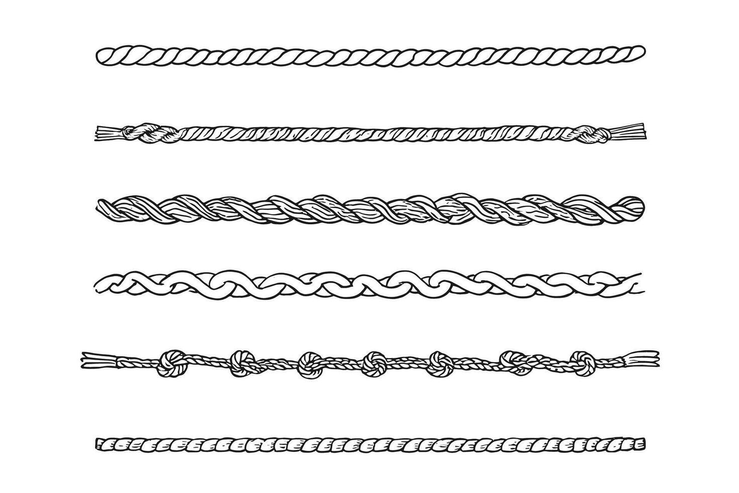 A set of different types of rope vector