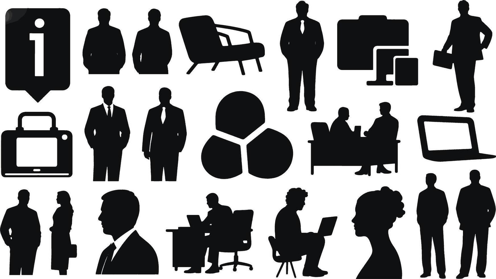 Business people silhouettes set vector