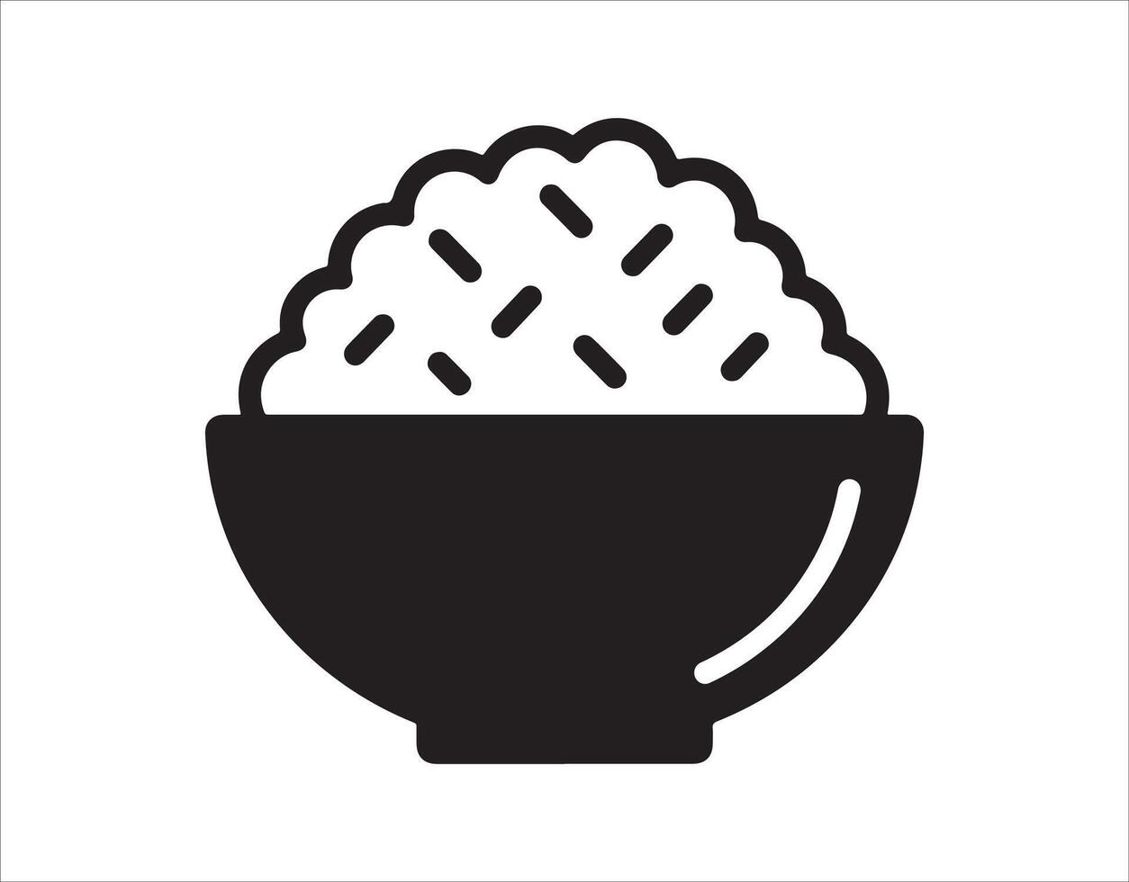 Silhouette design template of a rice bowl icon, characterized by simplicity and cleanliness. vector