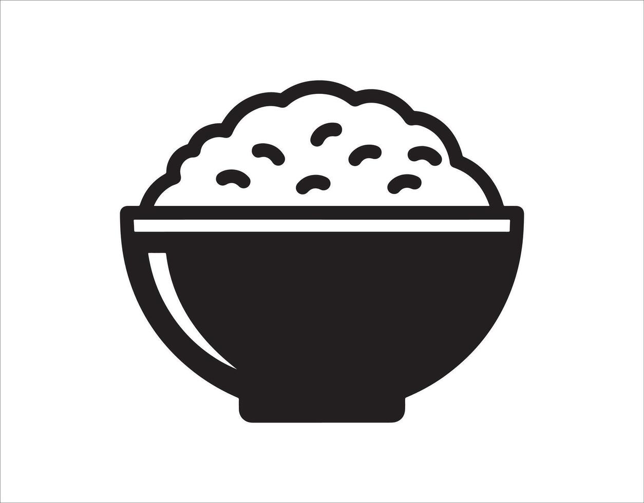 A clean and simple template featuring the silhouette of a rice bowl icon. vector