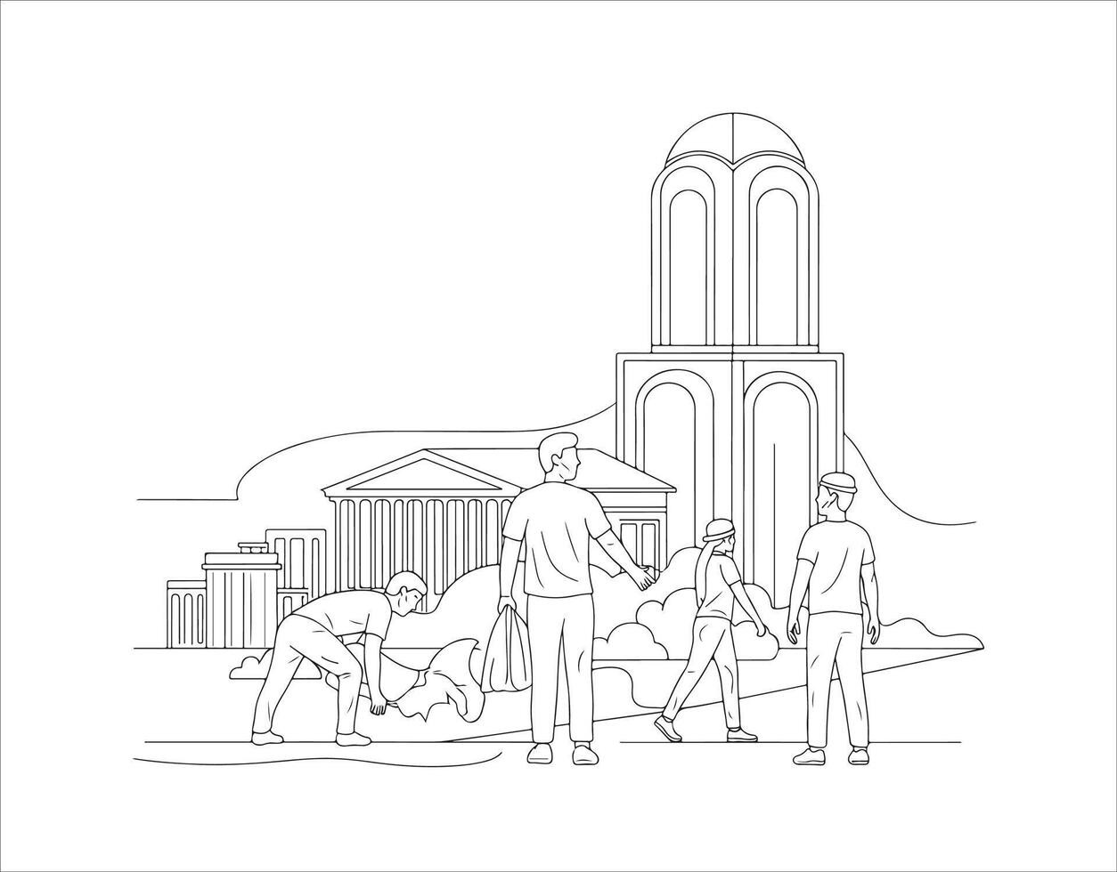 Linear format. illustration distinct on a white canvas vector
