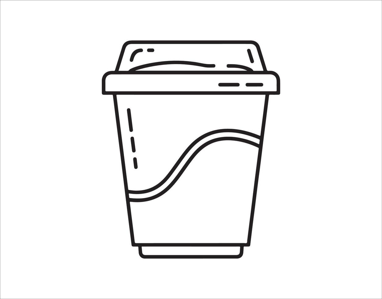 Line style illustration of a paper coffee cup icon vector
