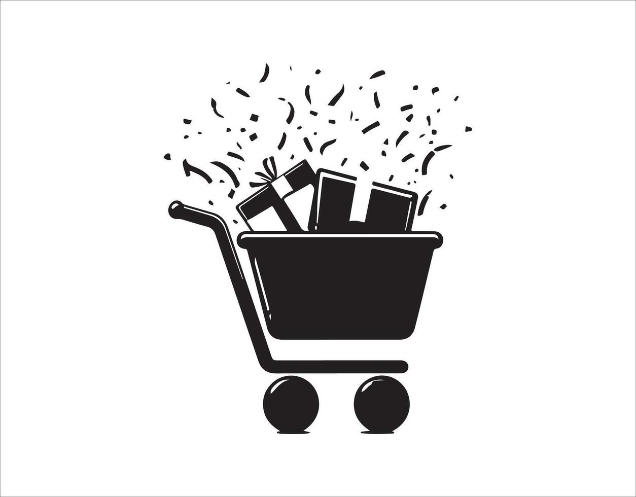 Retail items in the store, Black Friday. E-commerce single icon rendered in black style symbol stock illustration. vector